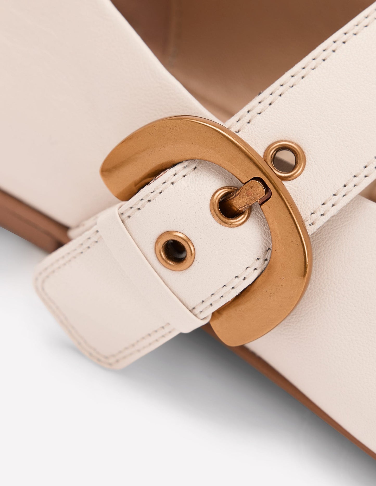 Kylie Flat Buckle Mary Janes-Ecru