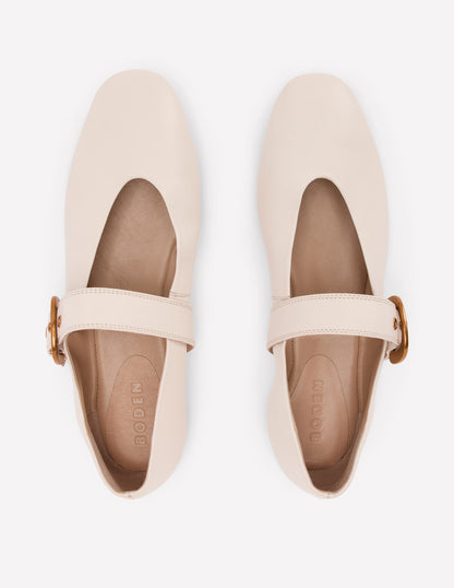 Kylie Flat Buckle Mary Janes-Ecru-5