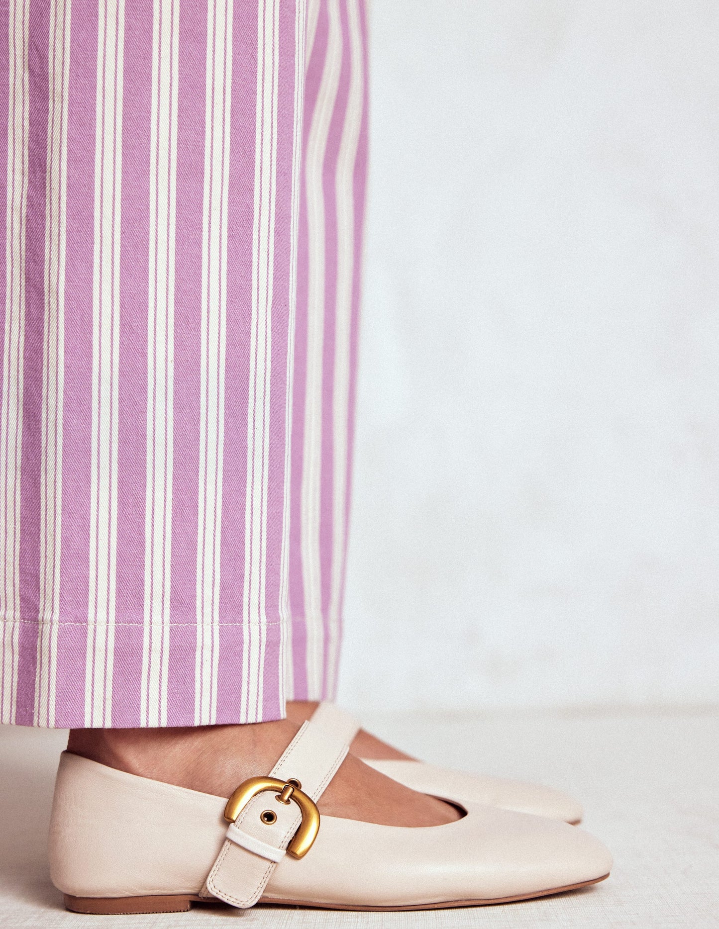 Kylie Flat Buckle Mary Janes-Ecru