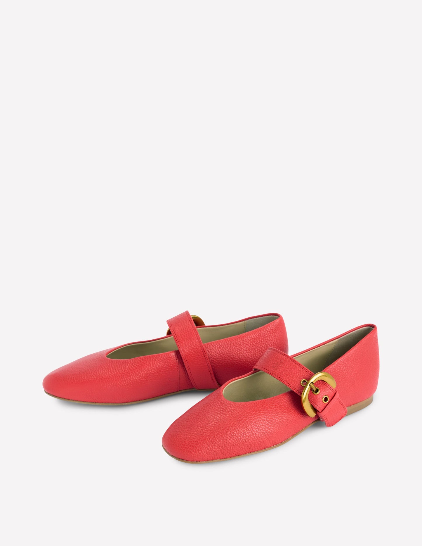 Kylie Flat Buckle Mary Janes-Post Box Red