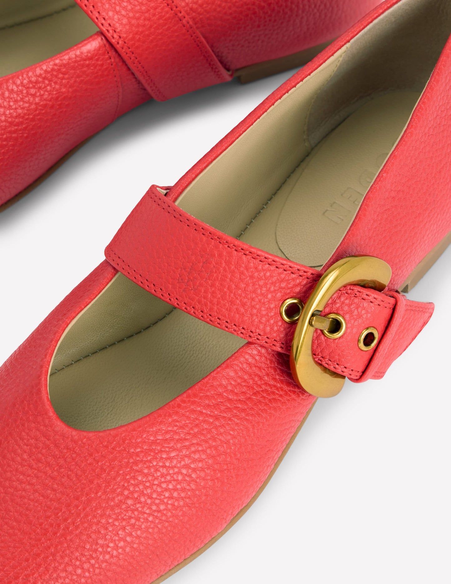 Kylie Flat Buckle Mary Janes-Post Box Red