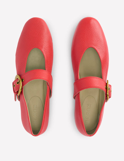 Kylie Flat Buckle Mary Janes-Post Box Red-5