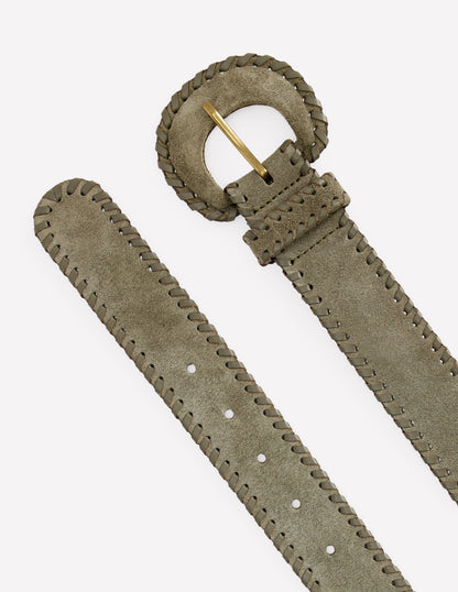 Covered Whipstitch Belt-Deep Olive-3