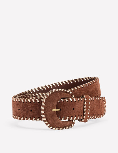 Covered Whipstitch Belt-Tan-1