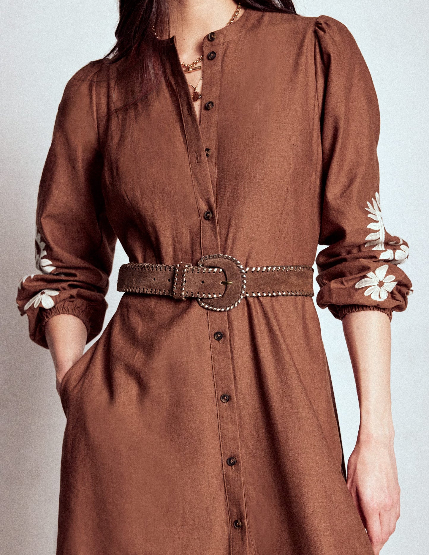 Covered Whipstitch Belt-Tan