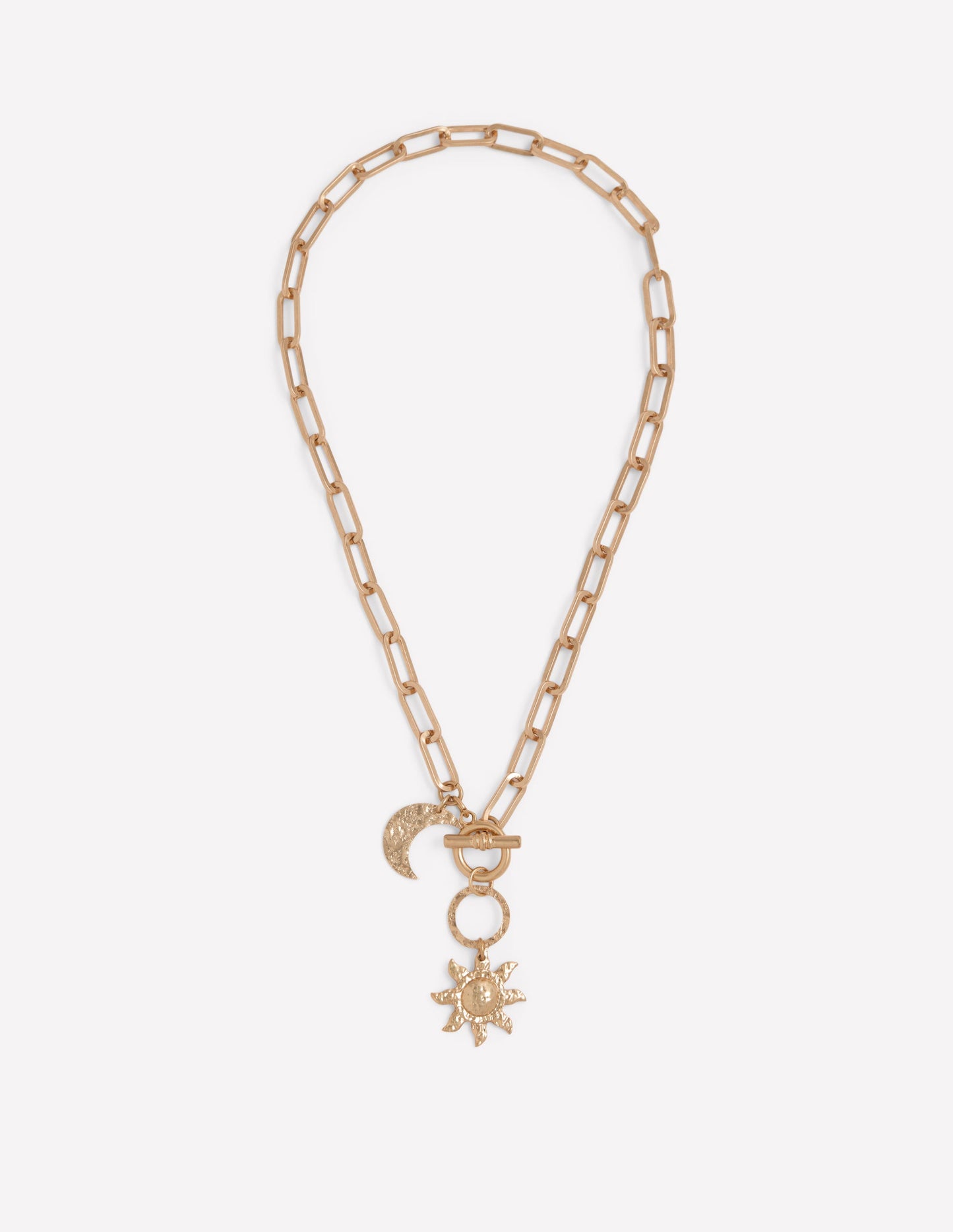 Hammered Motif Necklace-Gold Colour