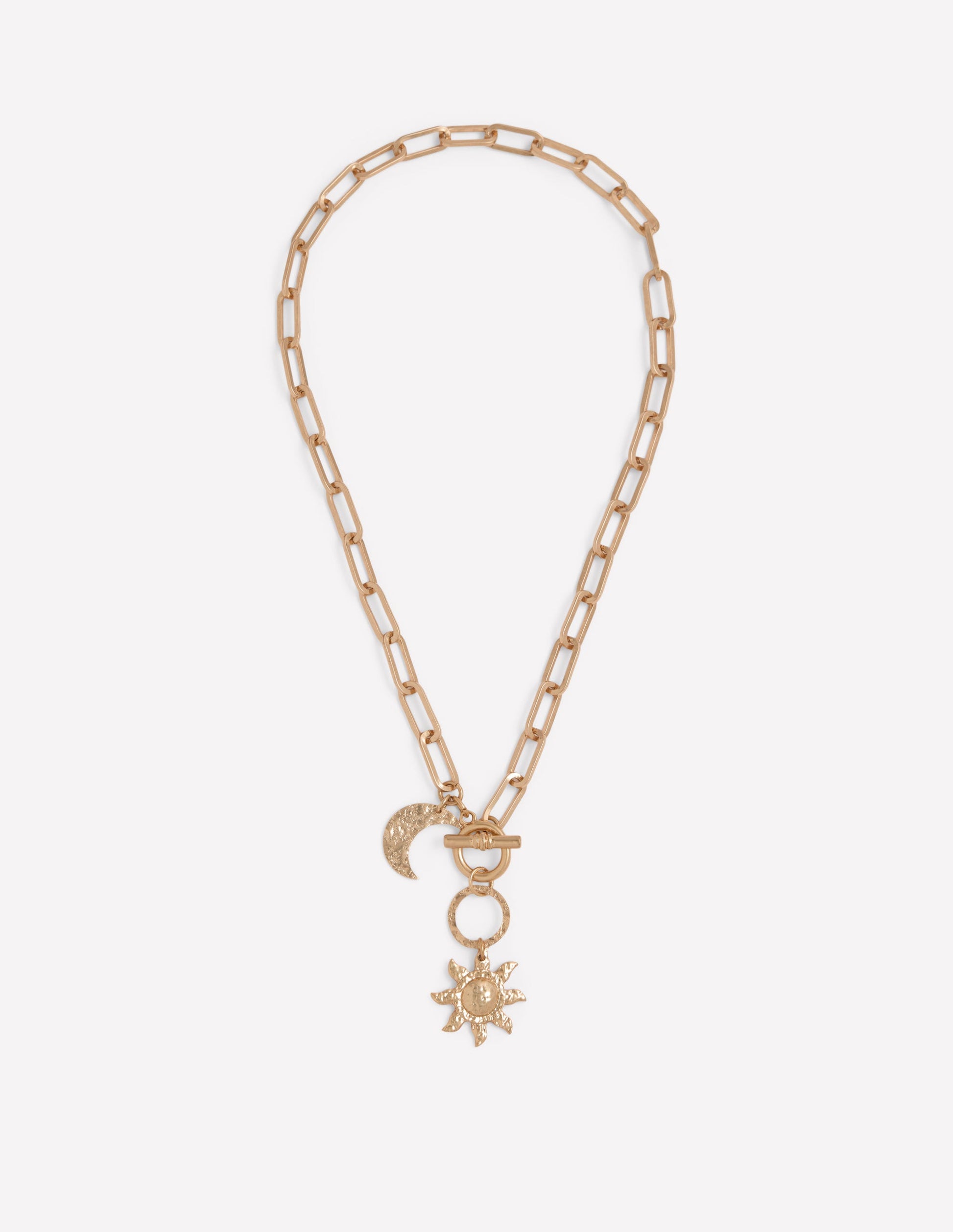 Hammered Motif Necklace-Gold Colour-1