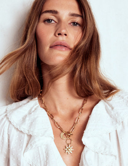 Hammered Motif Necklace-Gold Colour-2