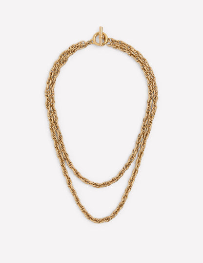 Vintage Twist Layer Necklace-Gold Colour-1