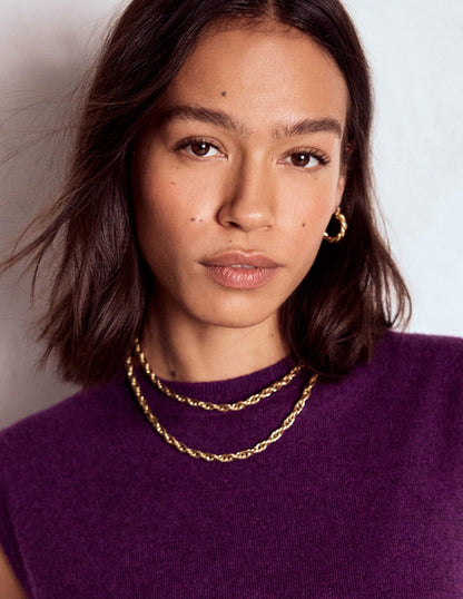 Vintage Twist Layer Necklace-Gold Colour-2