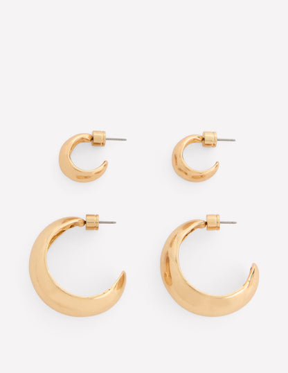 Smooth Dome 2-Pack Earrings-Gold Colour-1