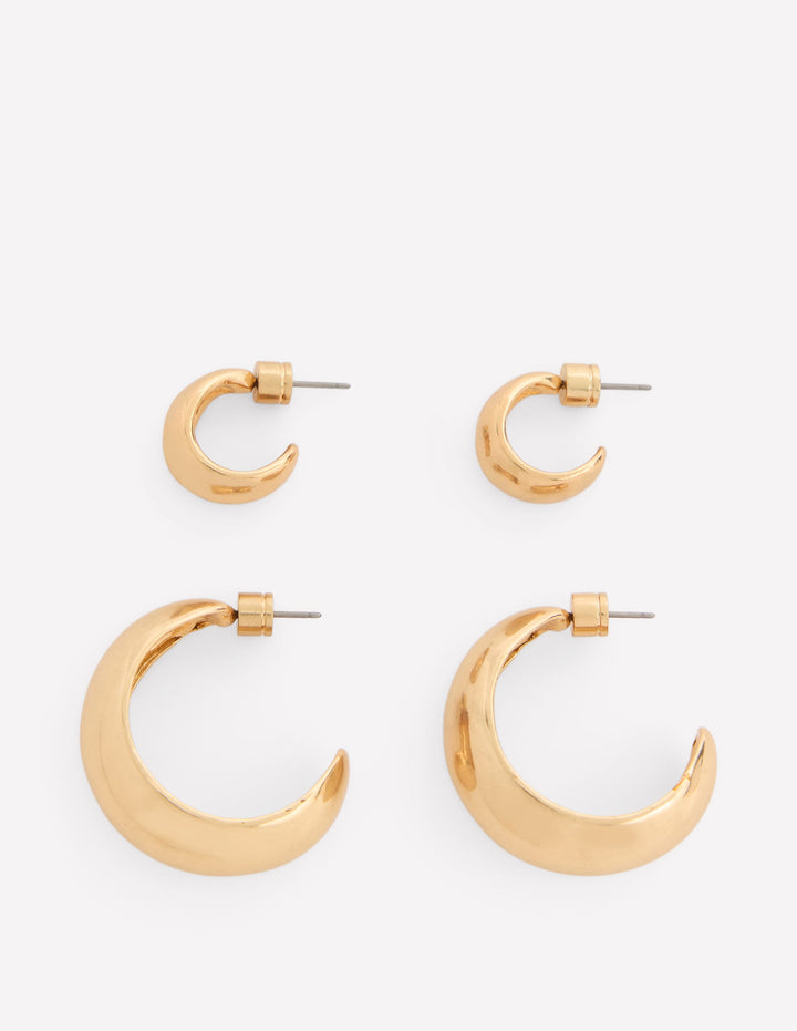 Smooth Dome 2-Pack Earrings-Gold Colour