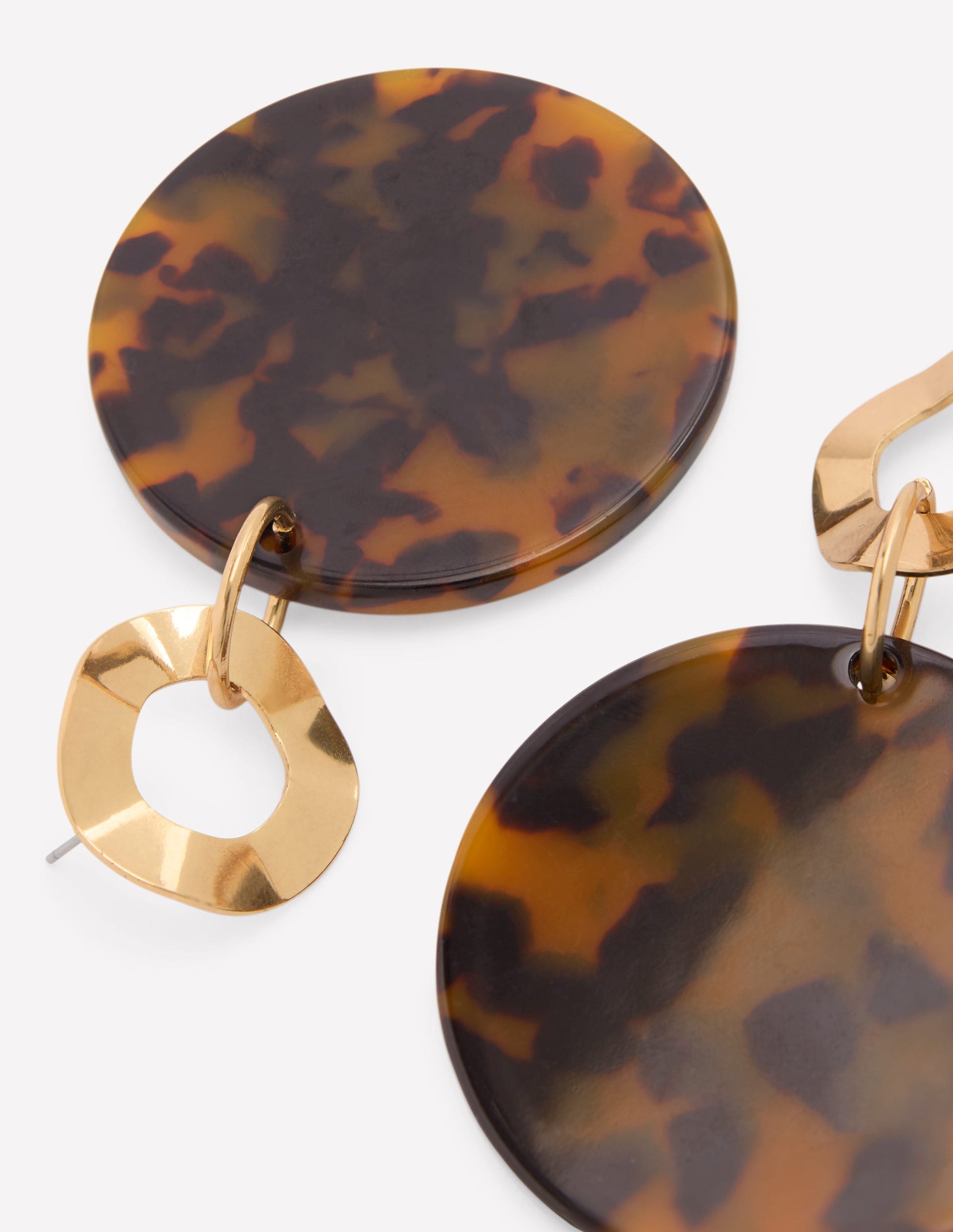 Resin Disc Earrings-Brown Tort-3