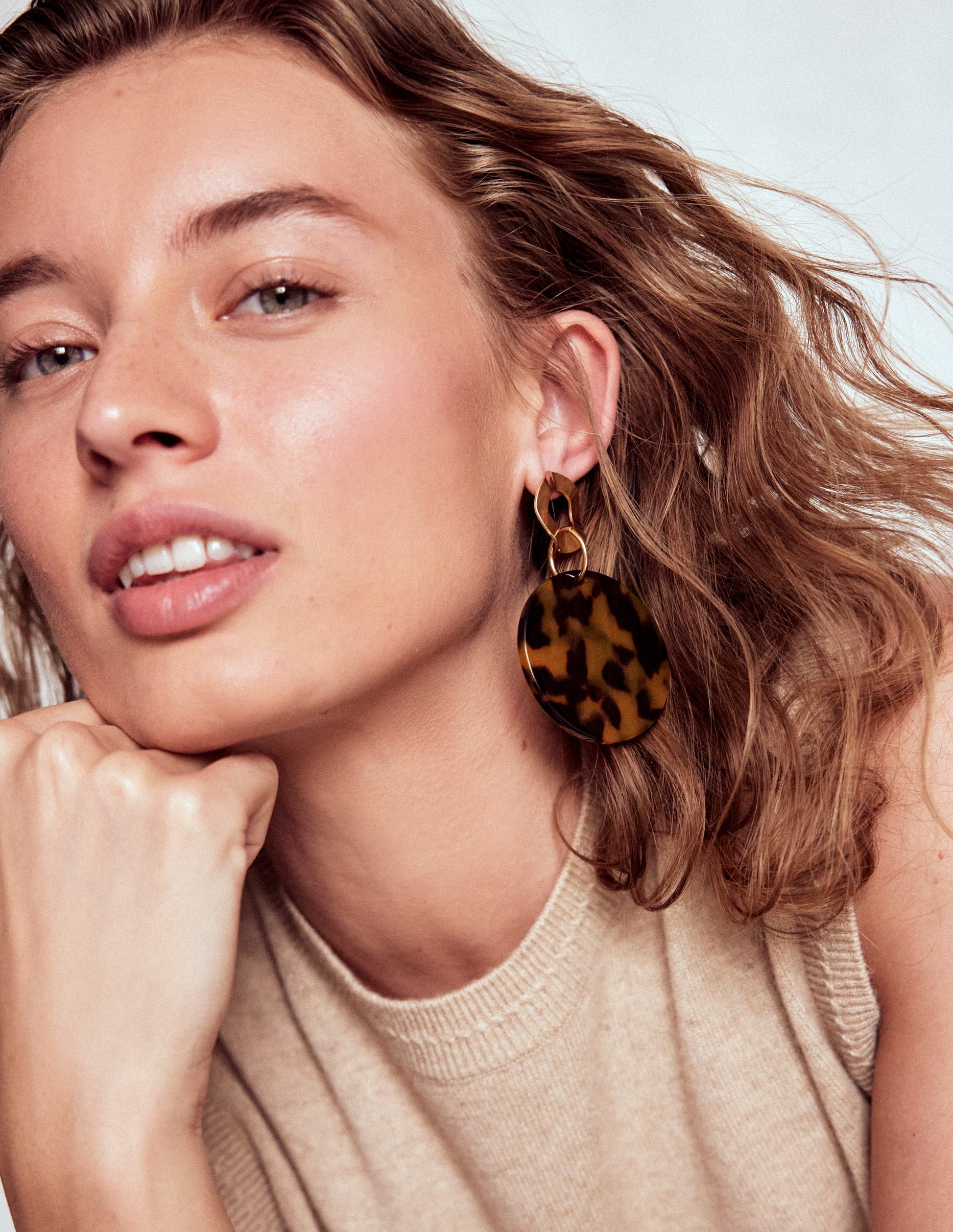 Resin Disc Earrings-Brown Tort-2