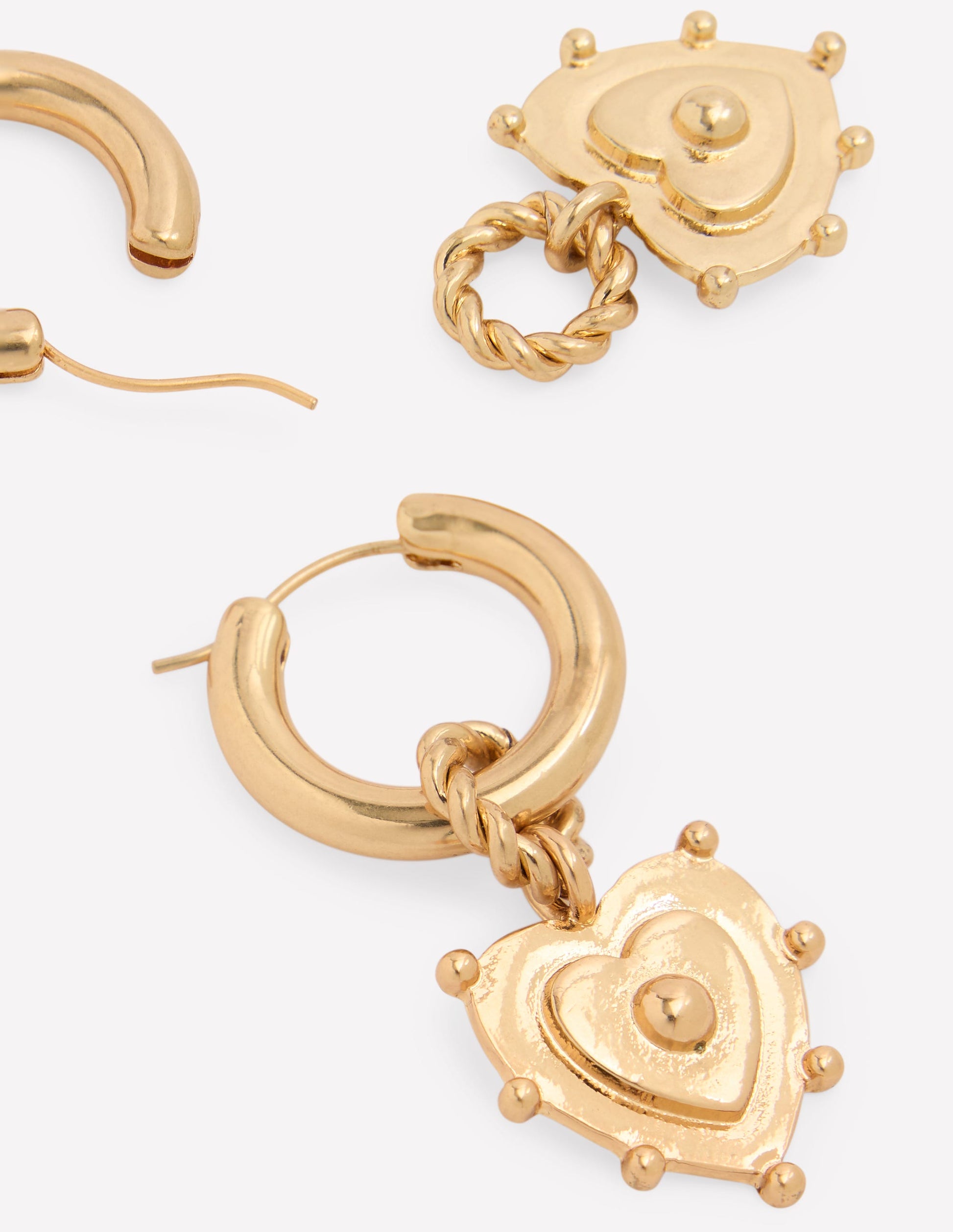 Heart Charm Earrings-Gold Colour-4