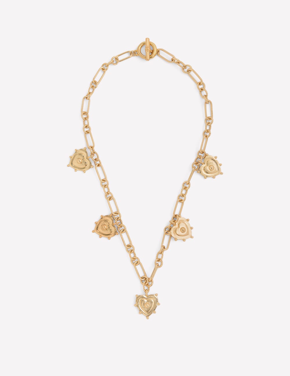 Multi-Heart Charm Necklace-Gold Colour - Image 1