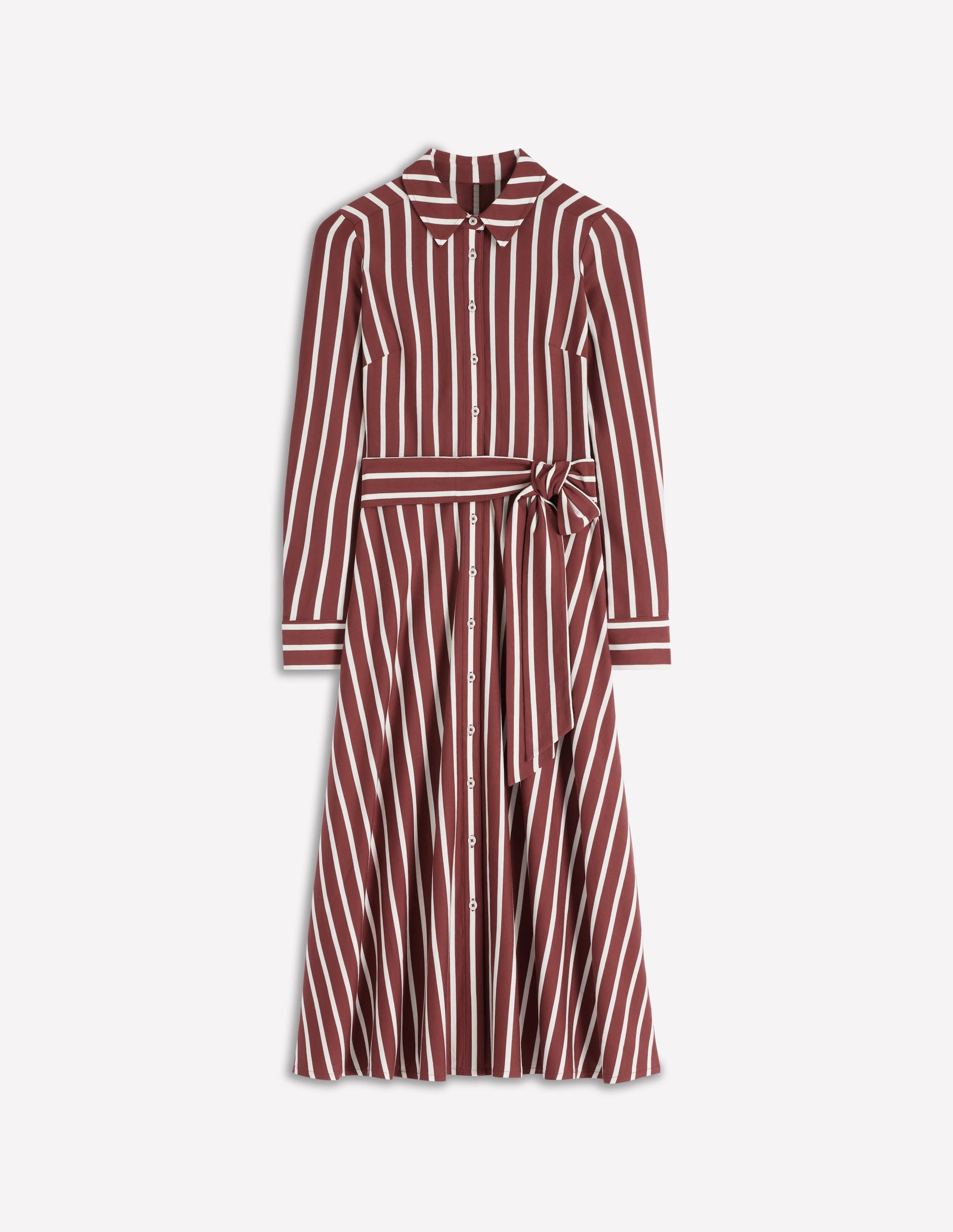 Marcia Jersey Shirt Dress-Burnt Orange, Painted Dot - Image 7