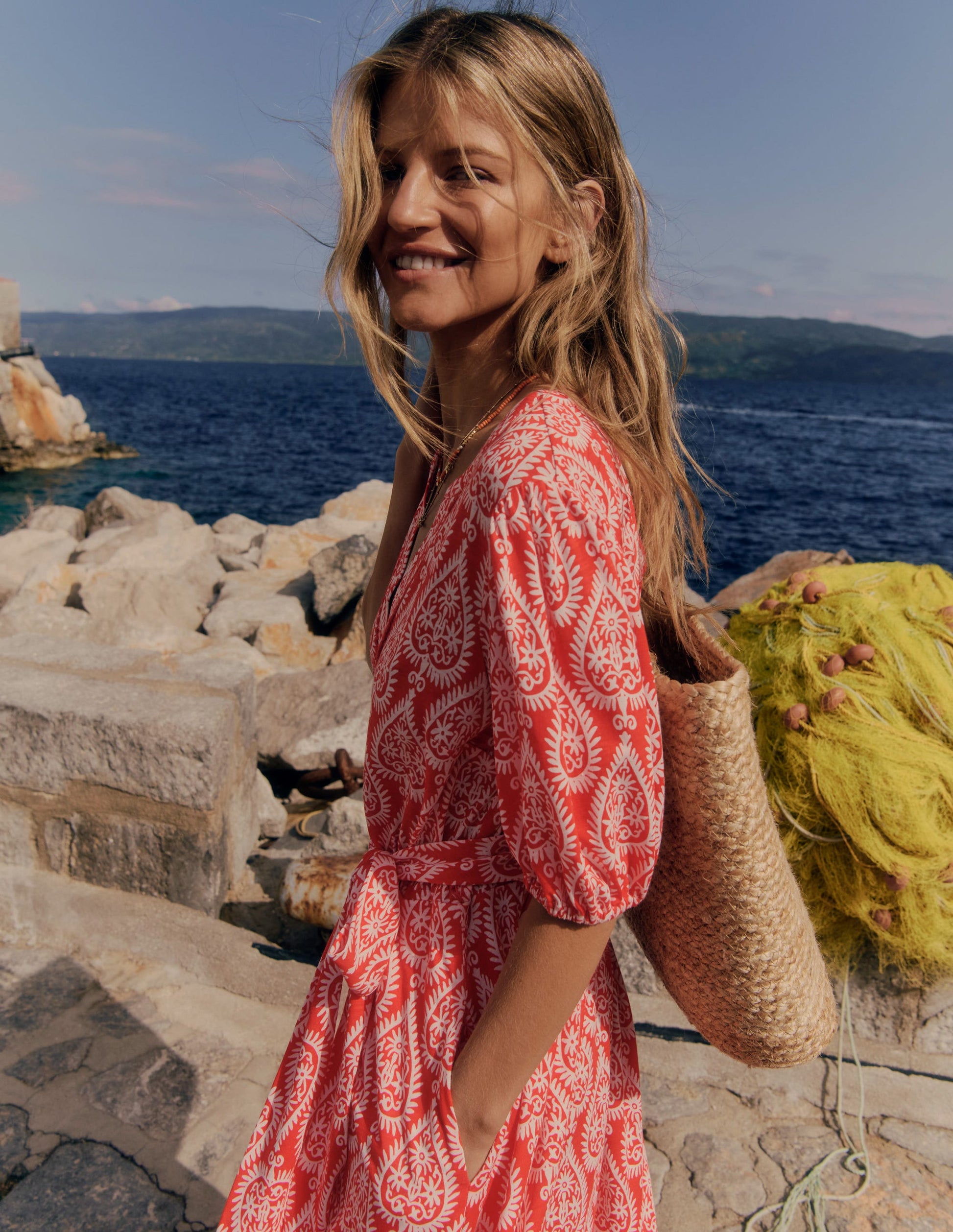 Sofia Trim Jersey Midi Dress-Firecracker Red, Ornate Geo | Boden UK Sofia Trim Jersey Midi Dress-Firecracker Red, Ornate Geo | Boden UK
