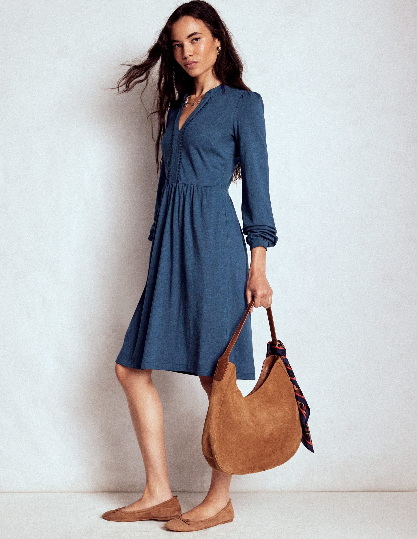 Naomi Relaxed Jersey Dress-Midnight Ocean