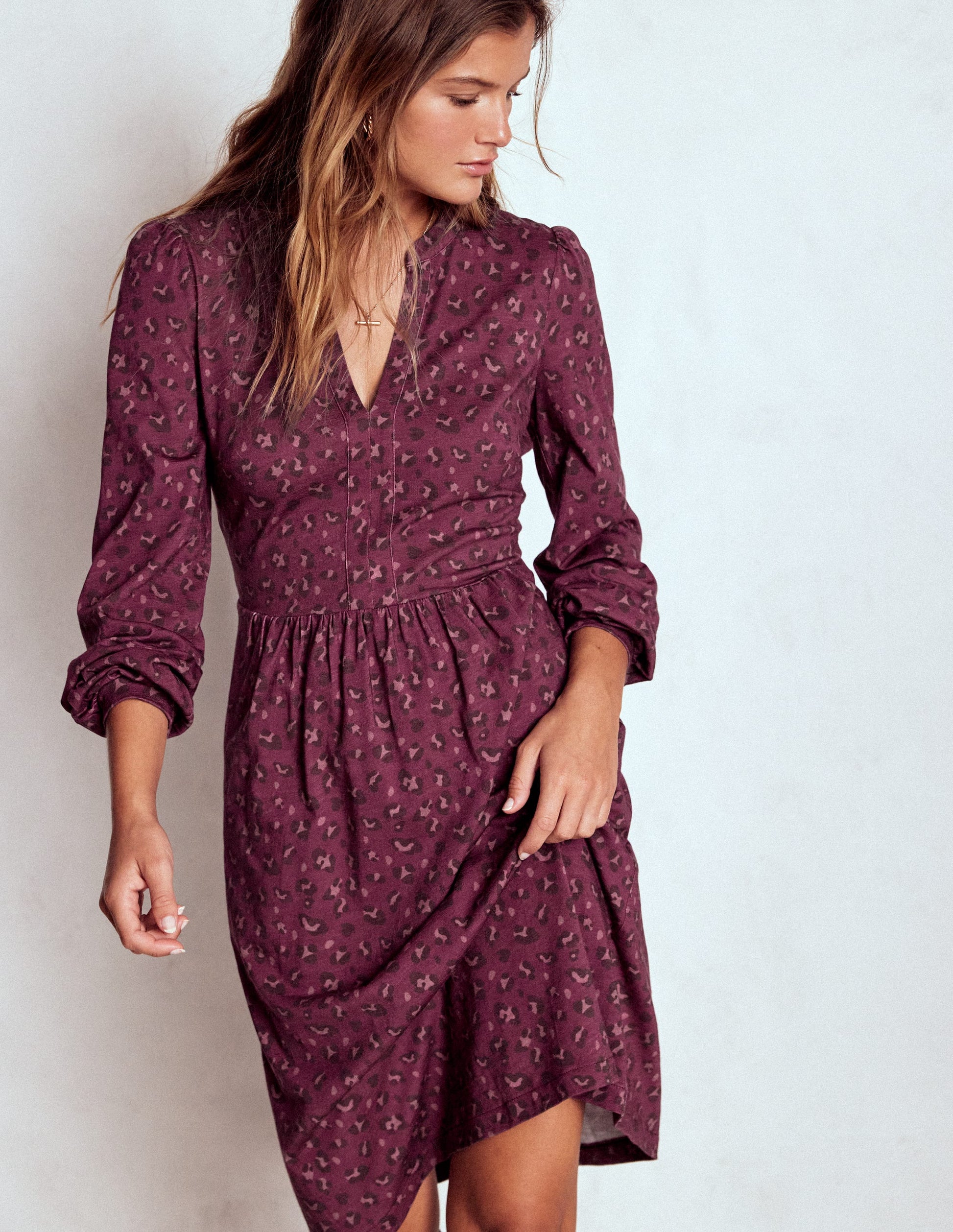 Naomi Relaxed Jersey Dress-Prune, Leopard Spots-1