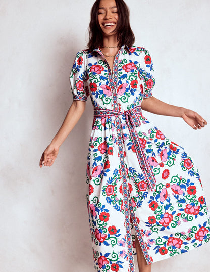 Alexa Maxi Shirt Dress-Multi, Ornamental Lattice-2