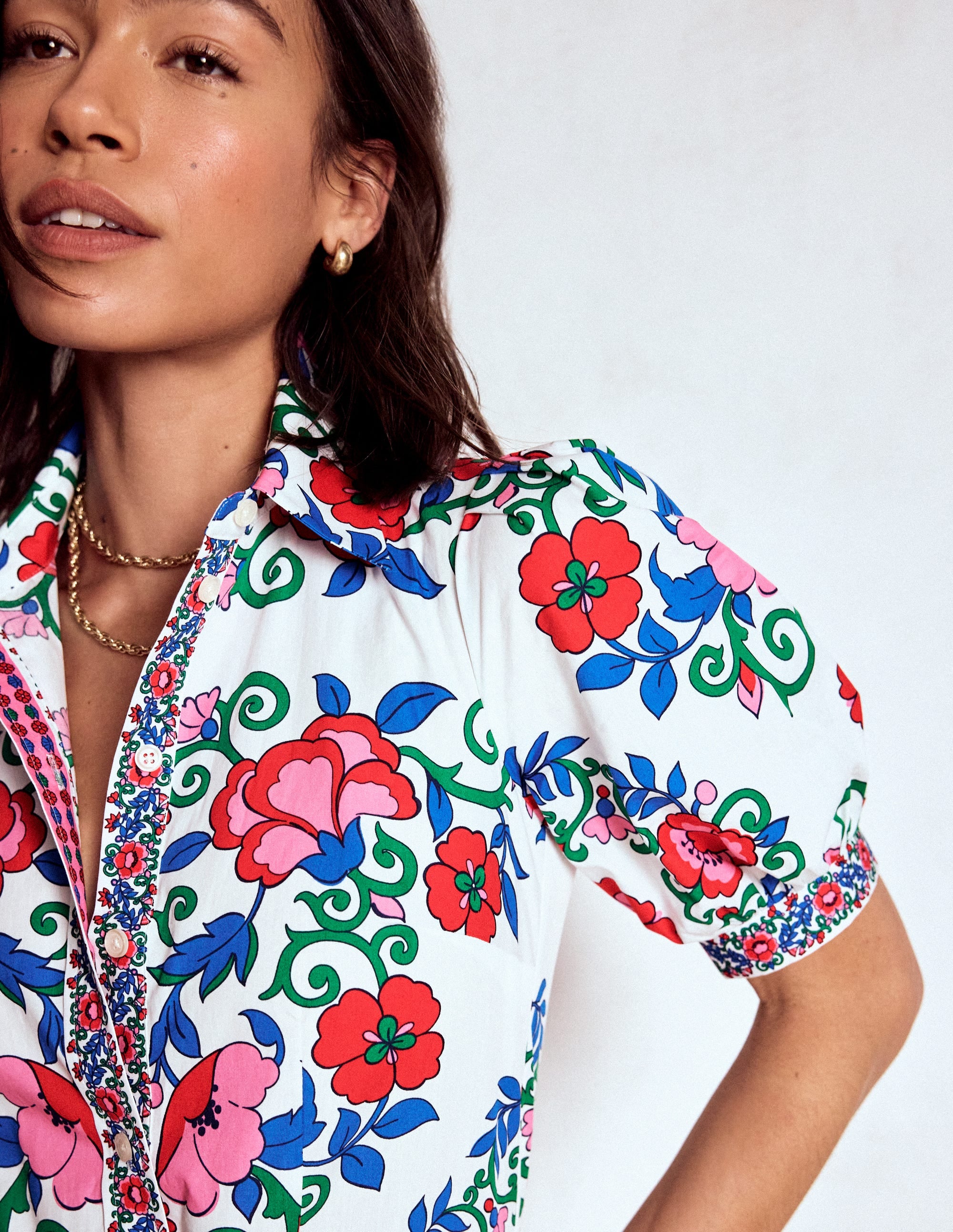 Alexa Maxi Shirt Dress-Multi, Ornamental Lattice - Image 3