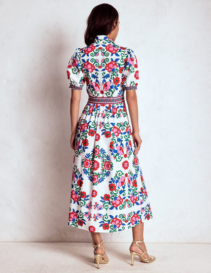 Alexa Maxi Shirt Dress-Multi, Ornamental Lattice-5