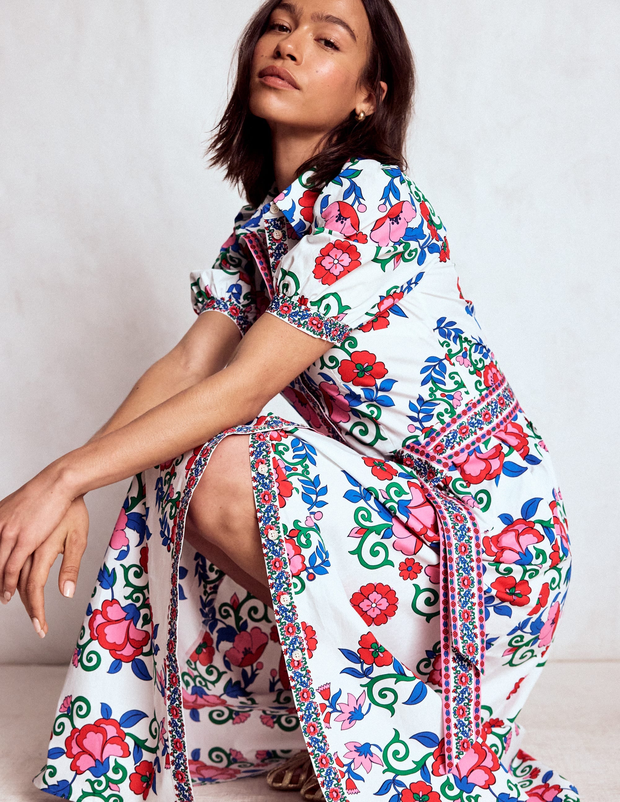 Alexa Maxi Shirt Dress-Multi, Ornamental Lattice - Image 4
