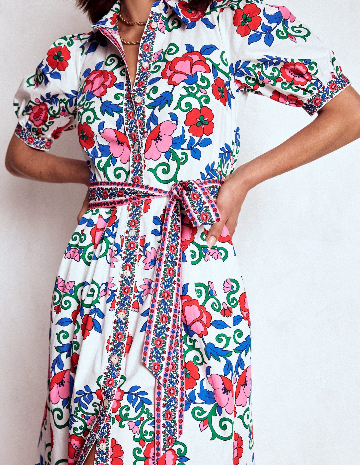 Alexa Maxi Shirt Dress-Multi, Ornamental Lattice