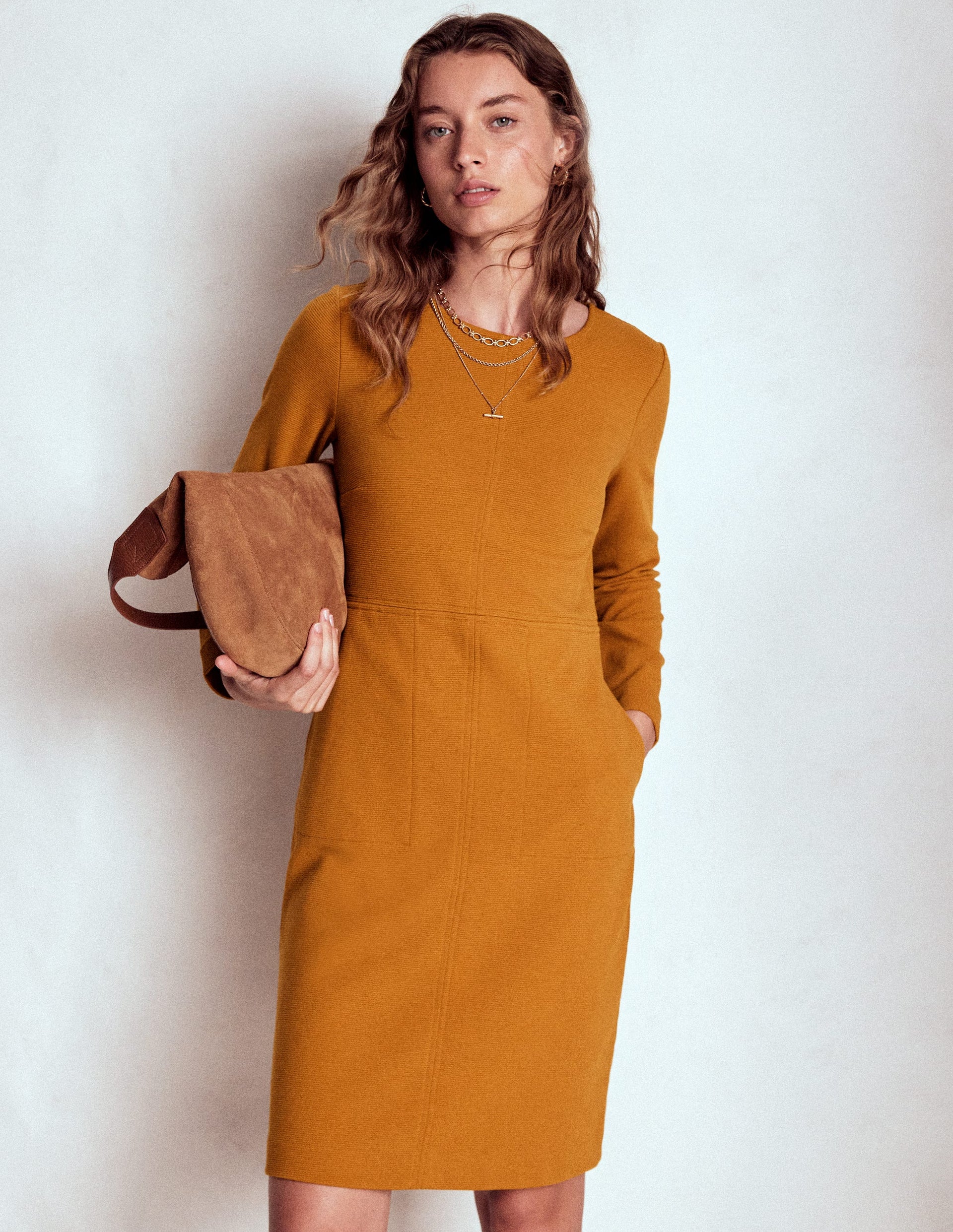 Cornelia Ottoman Dress-Toffee Brown Boden AU