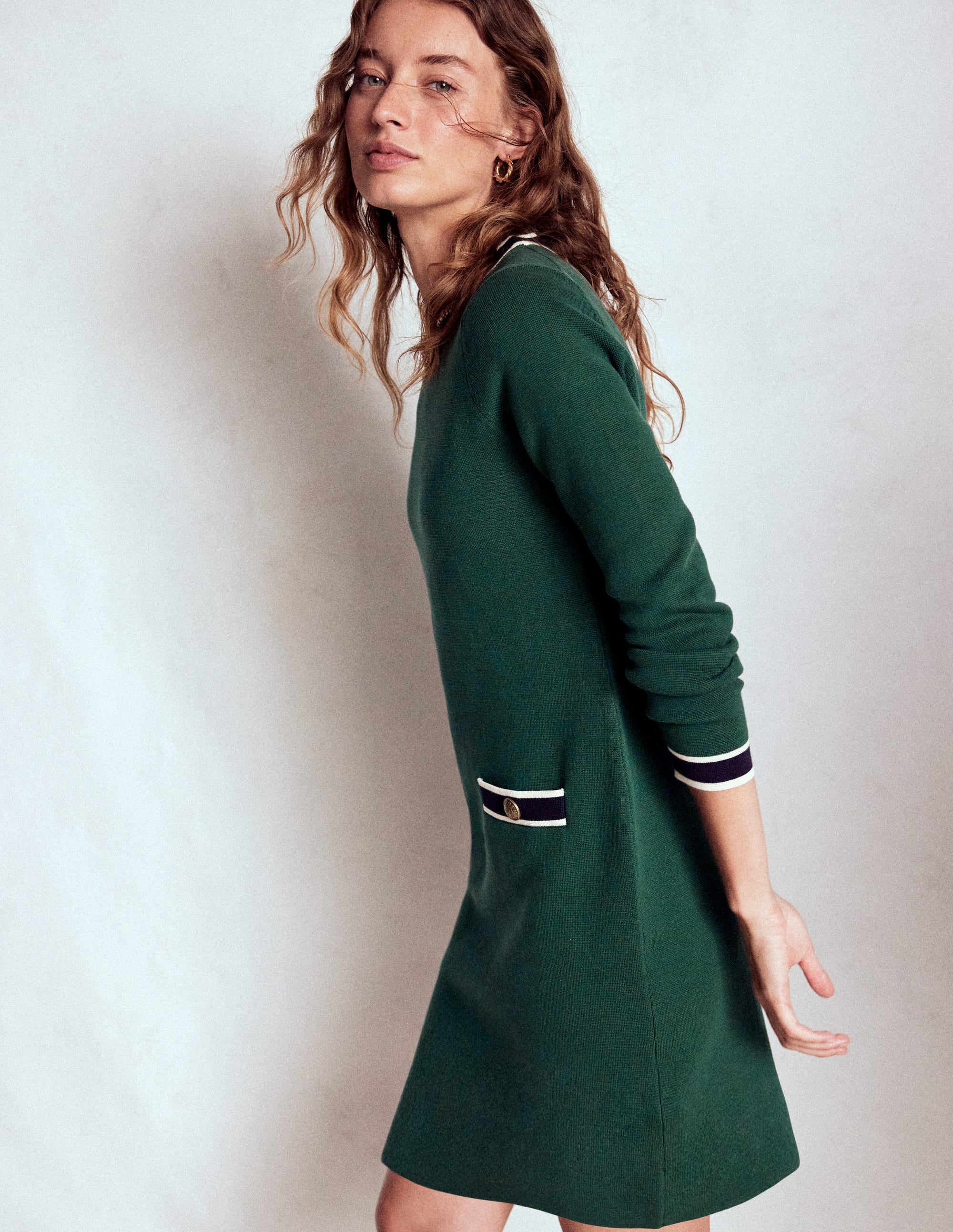 Holly Knitted Shift Dress-Emerald Night - Image 1