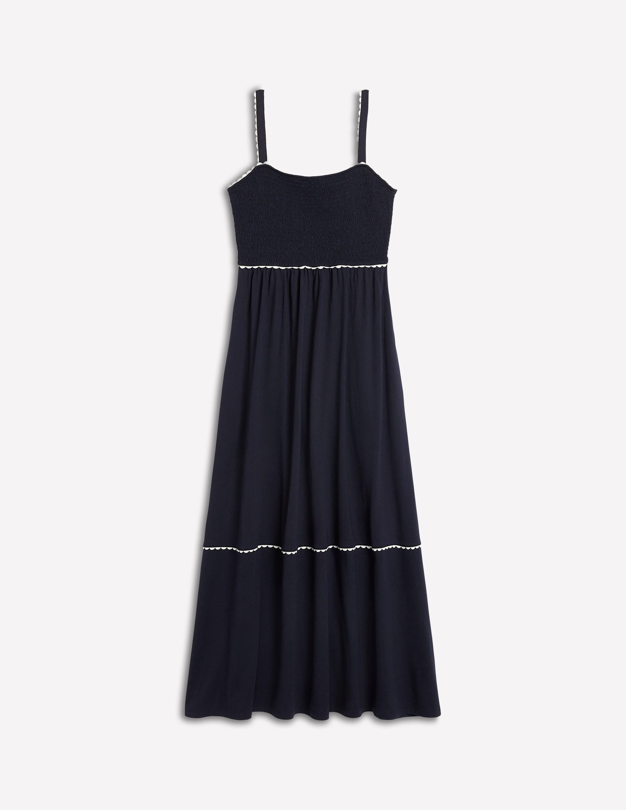 Smocked Trim Maxi Dress-Navy - Image 6