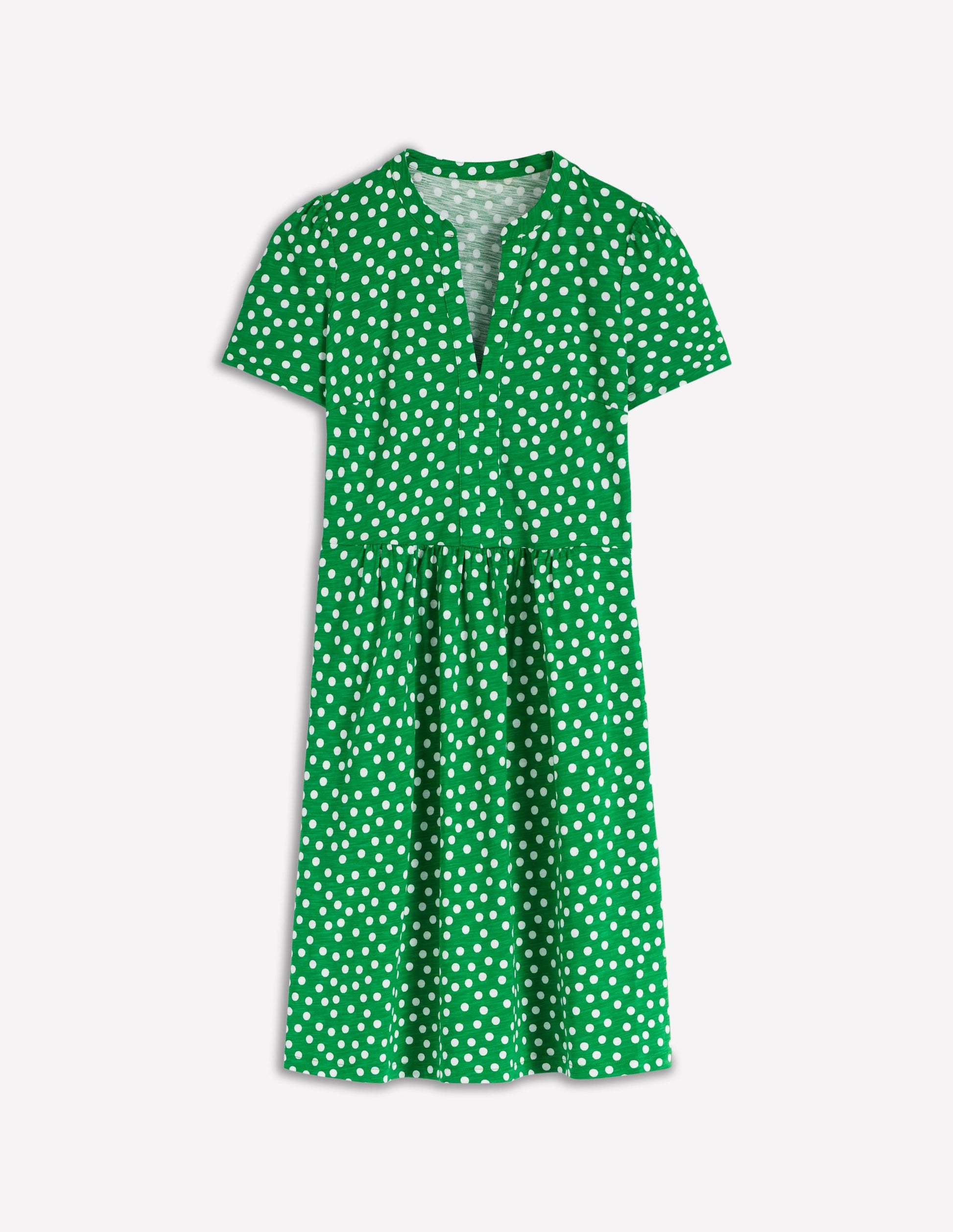 Naomi Short Jersey Dress-Highland Green, Painted Dot-5