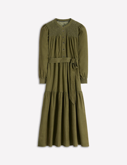 Cecily Cord Midi Dress-Woodland Green-5