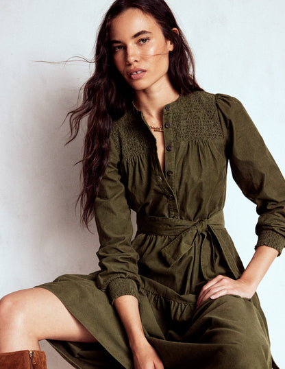 Cecily Cord Midi Dress-Woodland Green-4