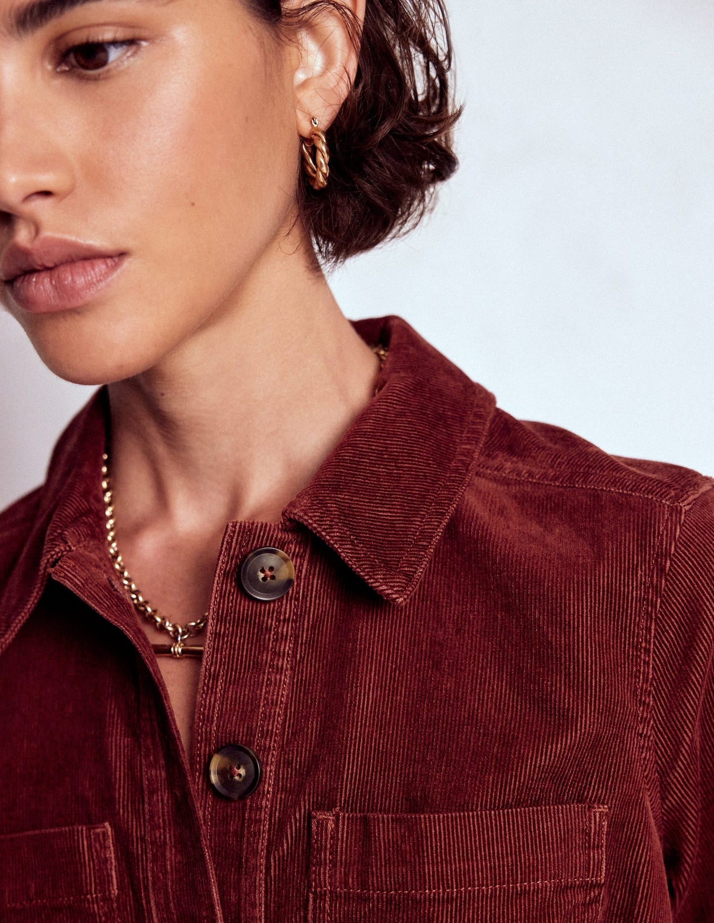 Amanda Cord Short Dress-Chestnut