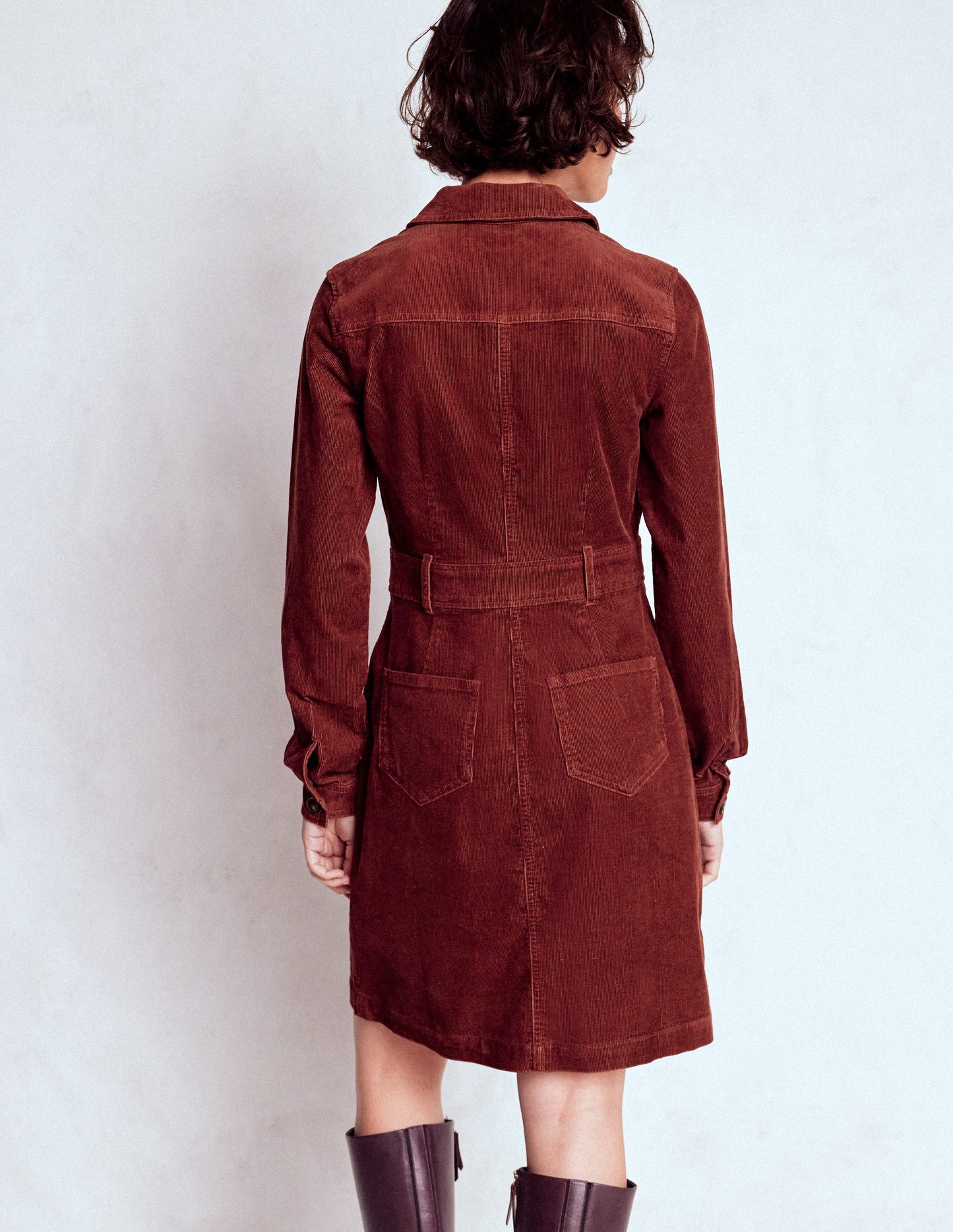 Amanda Cord Short Dress-Chestnut