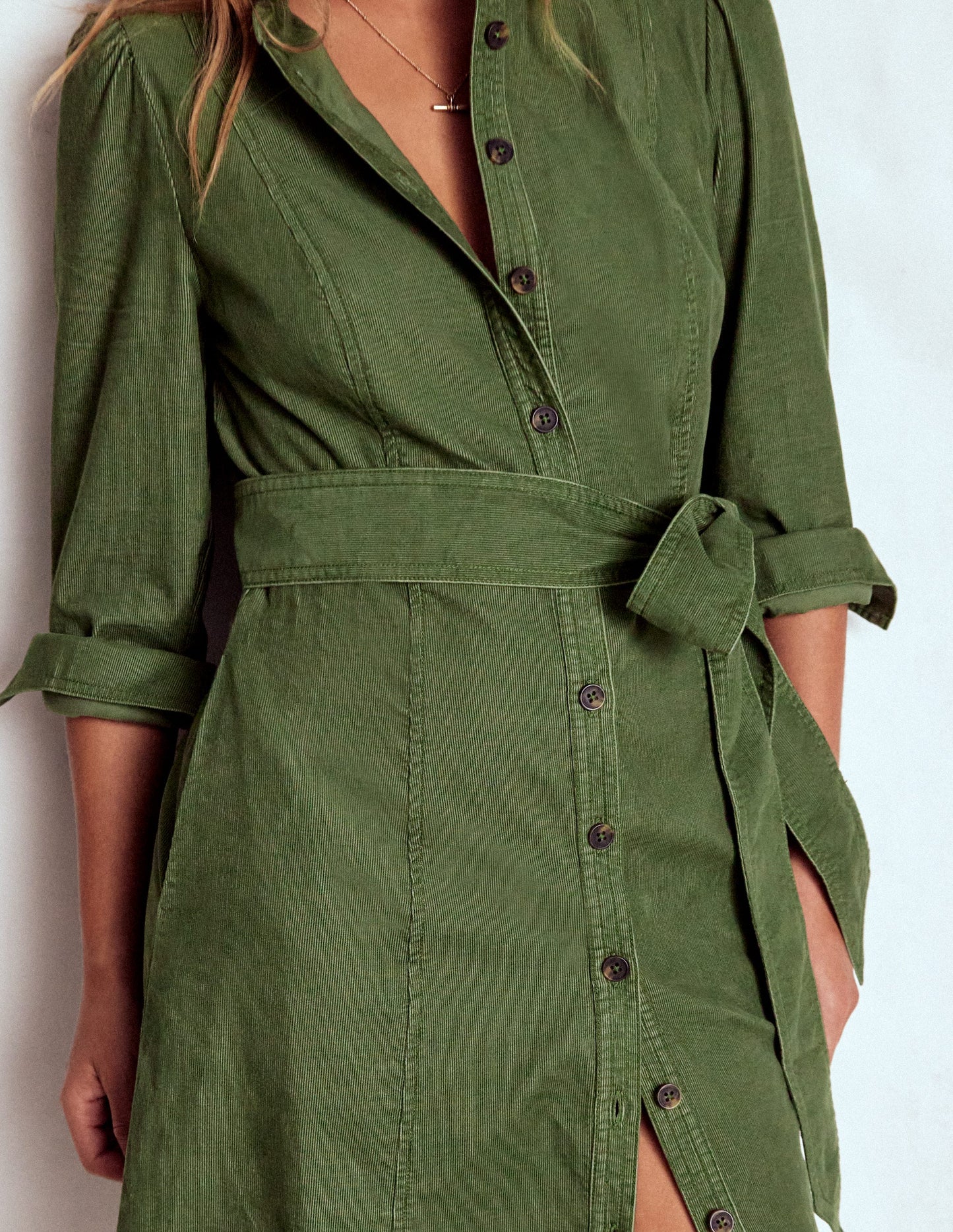 Bre Cord Short Dress-Fern