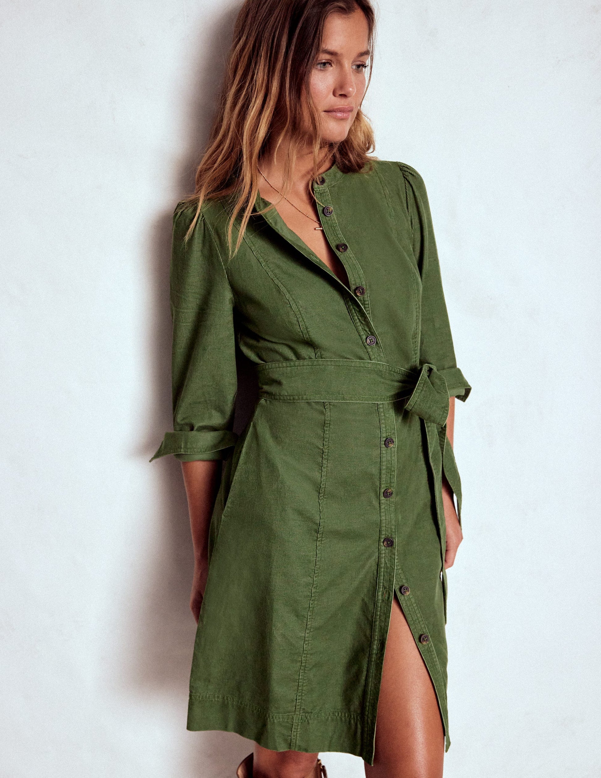 Bre Cord Short Dress-Fern-1