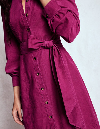 Bre Cord Short Dress-Rich Magenta-2