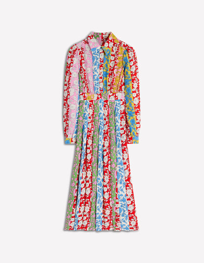 Pleat Skirt Shirt Dress-Multi, Dahlia Trail Stripe-6