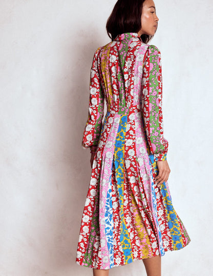 Pleat Skirt Shirt Dress-Multi, Dahlia Trail Stripe-3