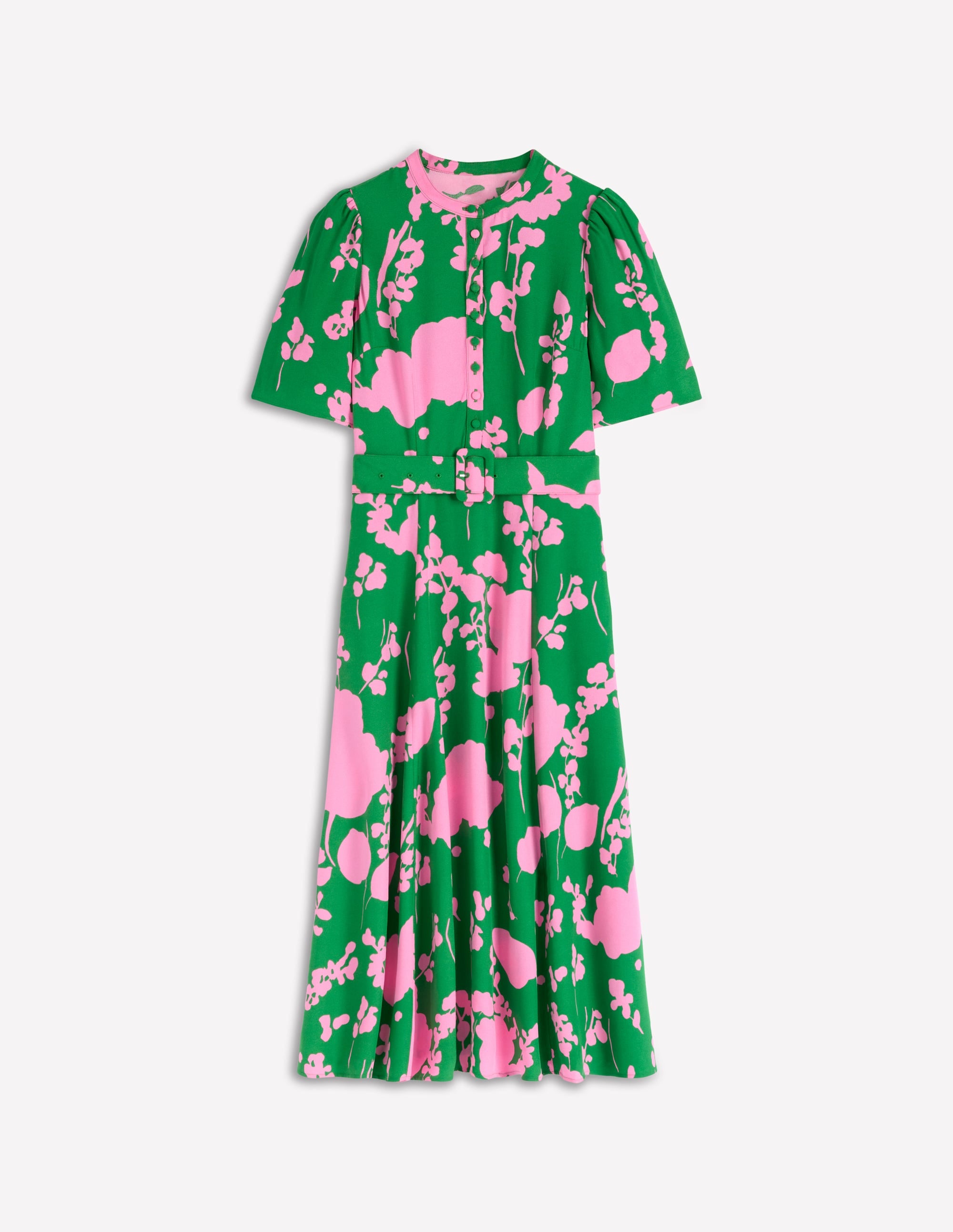 Kate Puff Sleeve Belted Dress-Highland Green, Dainty Sprigs - Image 6