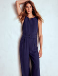 Gwen Slash Neck Jumpsuit-Navy