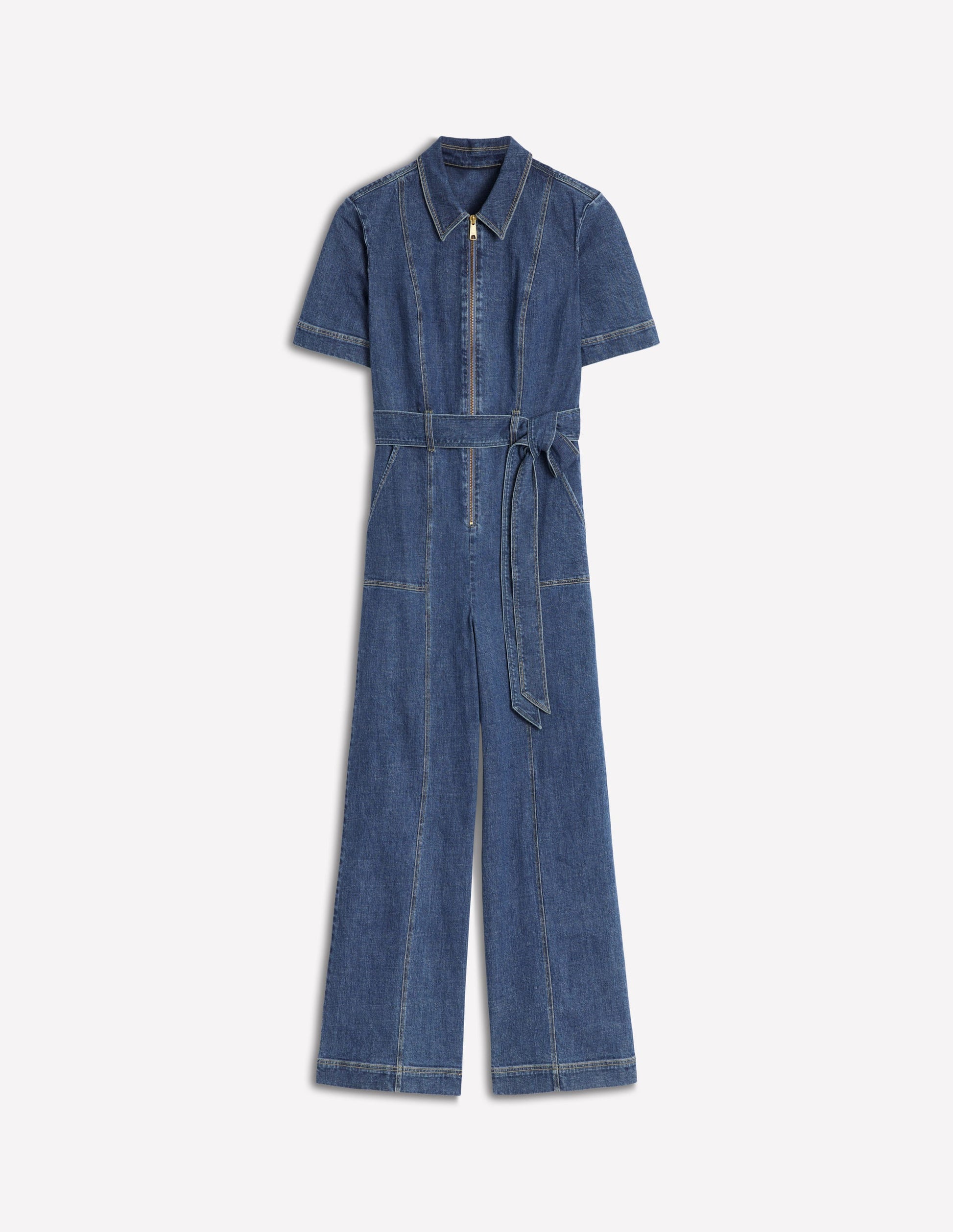Zip Up Denim Jumpsuit-Mid Vintage Boden UK - Main Image