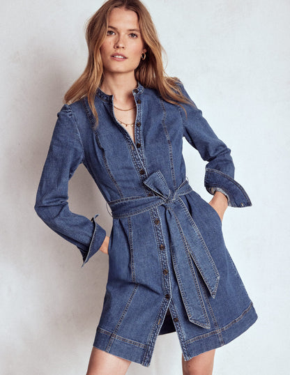 Bre Denim Short Dress-Mid Vintage Denim-1