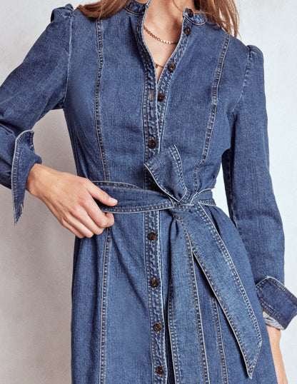 Bre Denim Short Dress-Mid Vintage Denim-2