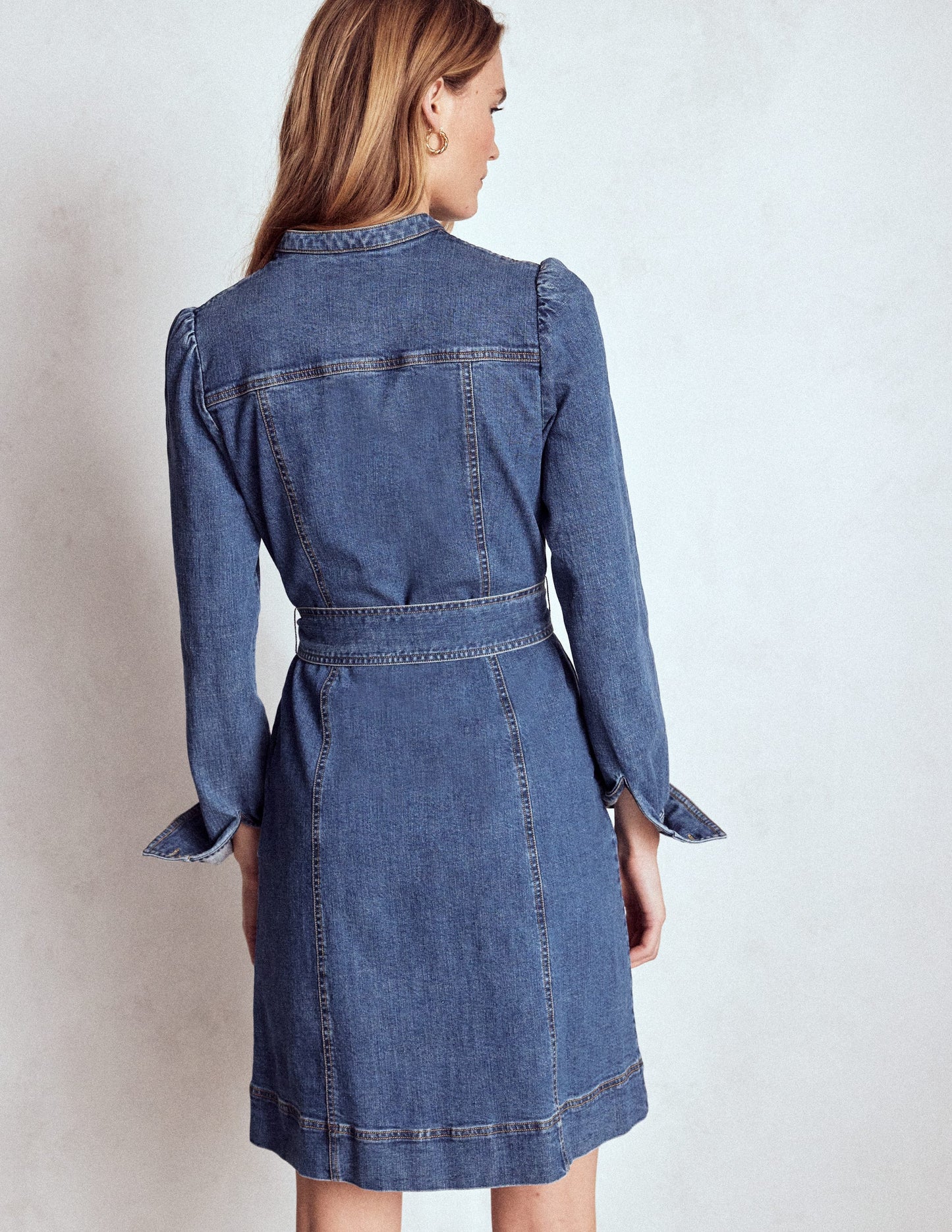 Bre Denim Short Dress-Mid Vintage Denim