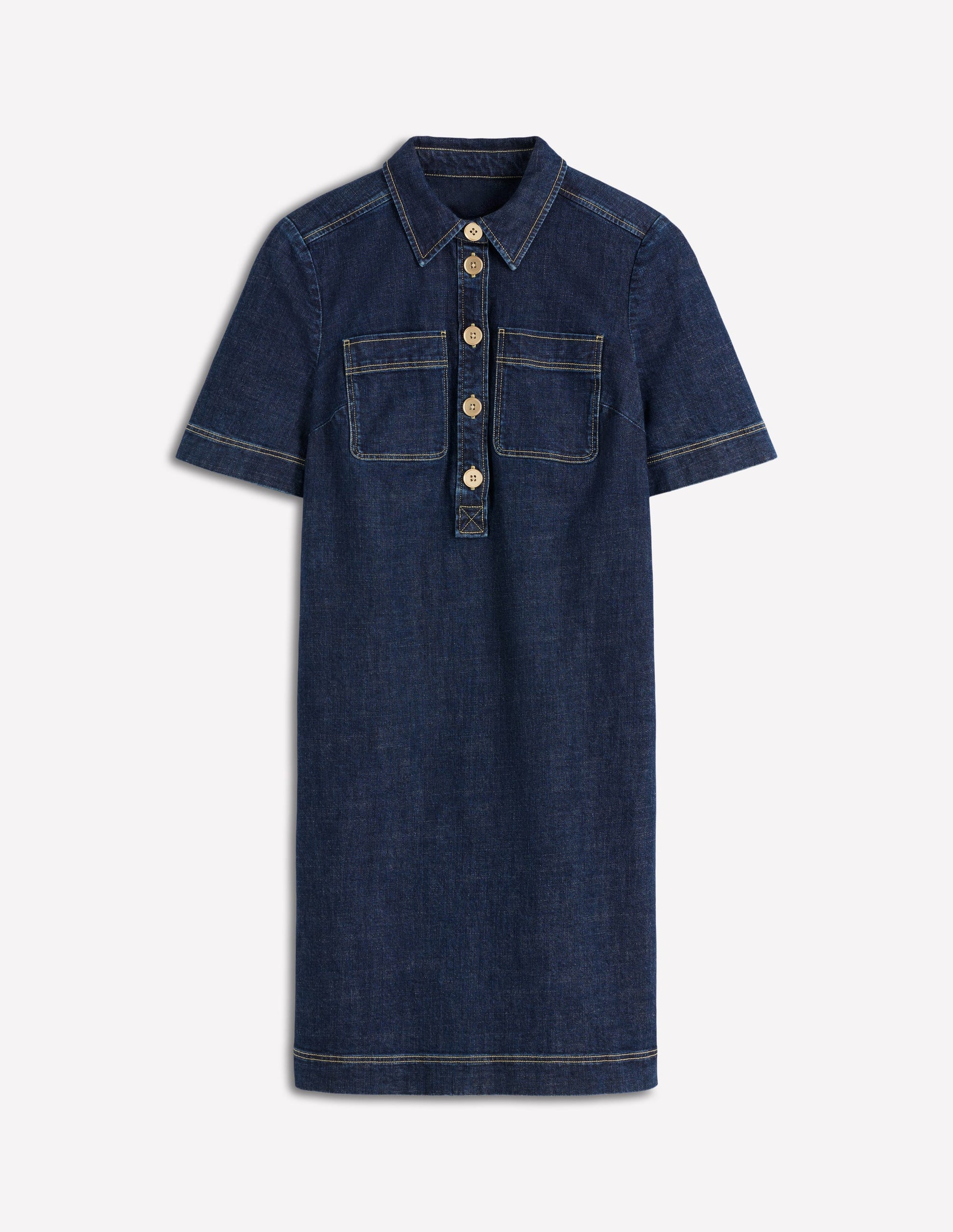 Zia Denim Pocket Shift Dress-Dark Indigo-6