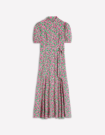 Alegra Midi Shirt Dress-Pink Ribbon, Floweret Vine-7